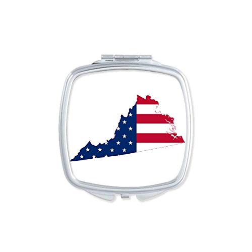 Virginia USA Map Stars Stripes Flag Shape espelho portátil maquiagem de bolso compacto vidro de dupla face