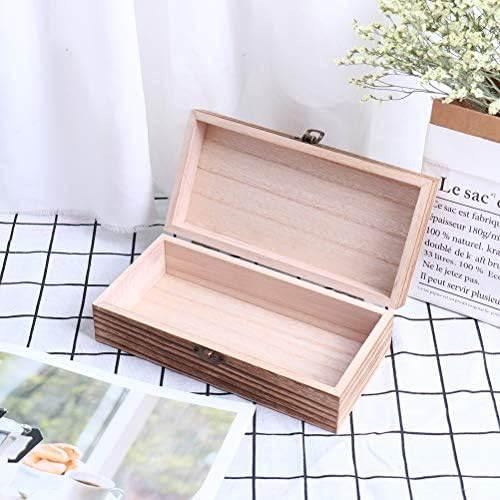 Jiaoao 1 PCS Caixa de jóias de madeira inacabada com tampa dobrável Desktop Pequeno caixa de madeira