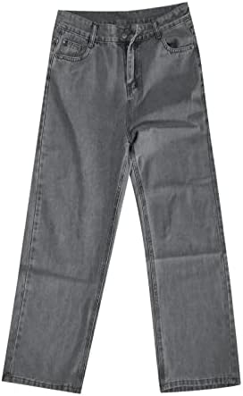 Jeans largos de perna larga, Destruído Mulheres Plus Size Relaxed Fit Fit Legal Jean Bell Bottom Button Y2K Mom