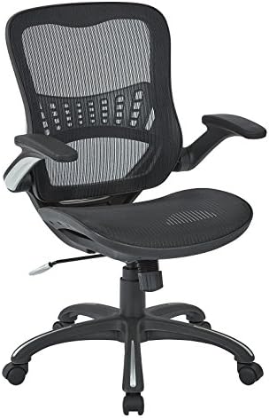 Cadeira de mesa do escritório da estrela do escritório com assento de malha respirável e costas, base preta, preto
