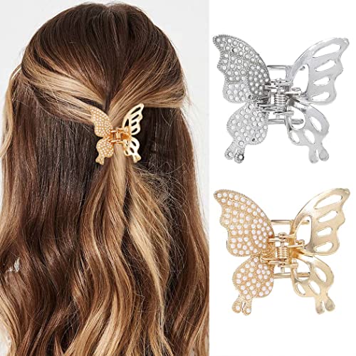 Brinie Butterfly Hair Garra Clipes Pearl Cabelo Cabelo de cabelos metal Crampos de cabelo pequenos Clipes de cabelo