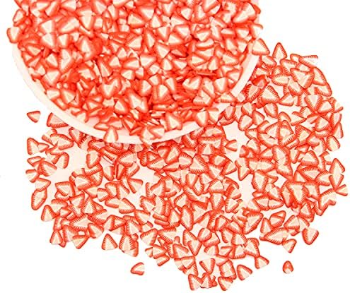 Fatias de encharms de lodo de arte de morango, 120g/0,26 lb design fofo minúsculo 3D de argila
