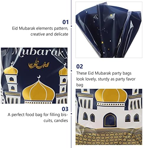 Didiseaon 100pcs Eid Mubarak Sacos de tratamento muçulmano Ramadã Sacos de doces temáticos muçulmanos Goodie