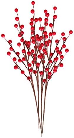 Ornamentos de Vicasky 4pcs DIY Xmas Berries Artificiais Hastes Ornamentos de Natal Decoração Simulação