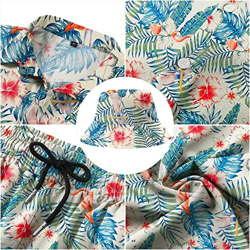Babioboa mens de camisas havaianas conjuntos de 2 peças de traje de traje de praia aloha time de impressão