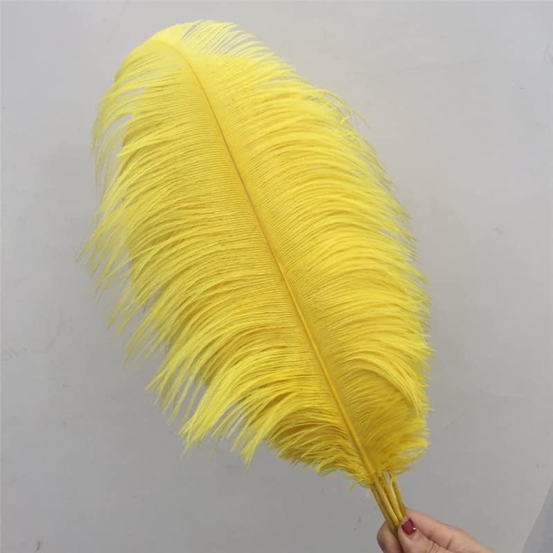 Zamihalaa - 10pcs/lote de penas de avestruz amarelo natural para artesanato 15-75cm Decoração de penas