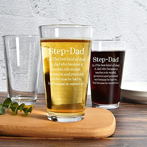 Futtumy Stepad Definition Definition Beer Glass, Funny Stepdad Beer Pint Glass For Men HEED-STEDAD BONUS DA