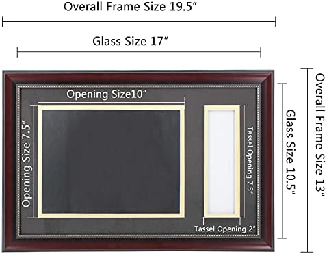 Graduação Mall 8.5x11 Frame de diploma com MAT e 8,5x11 Diploma Frame com pacote de suporte de borla | Vidro real