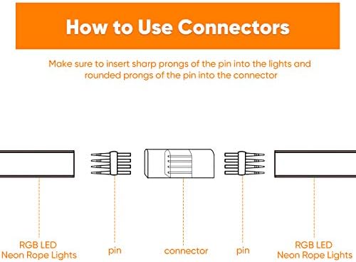 Kit de peças de conexão de 2 cabos de fio de conexão e 1 conector com pino para brilho decoração 12.5x23mm RGB LED NEON ROPE SOMENTE