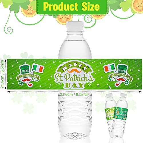 50 PCs St. Patrick's Water Bottle Bottles Stickers Adesivos Imper impermeáveis ​​Wrappers Confiáveis ​​Ibéritos de Decorações St. Patrick para amigos Vizinhos de Professor da Família, 5 estilos