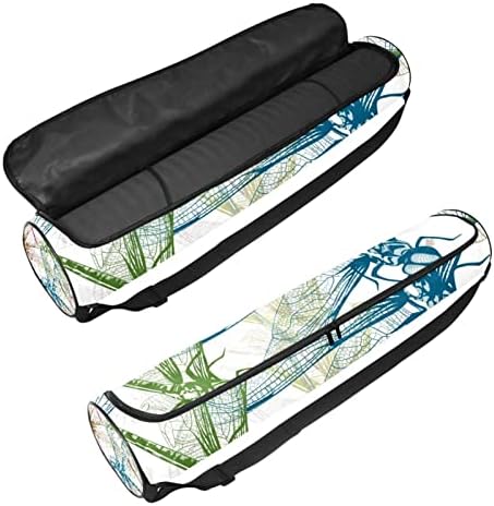Libélulas coloridas Yoga Mat Bags Full-Zip Yoga Carry Bag para homens, Exercício de ioga transportadora com cinta