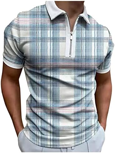 Camisa pólo de manga curta masculina estampada zip up slim fit shirts tops moda moda projetada