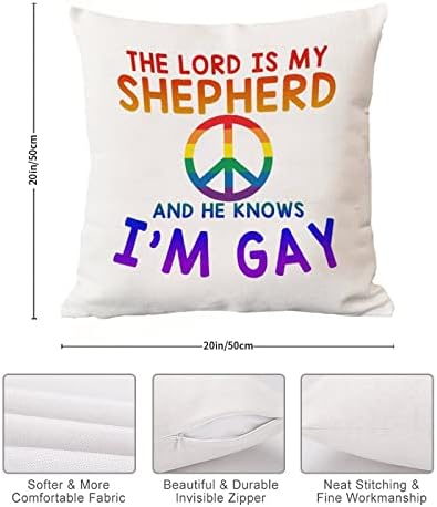 O Senhor é o meu pastor de travesseiro de travesseiro de travesseiro de travesseiro de gênero igualdade de gênero LGBTQ Orgulho gay Lesbian Cushion Cover Decortaive Decorive Decoring para Sofá Quarto 20x20in