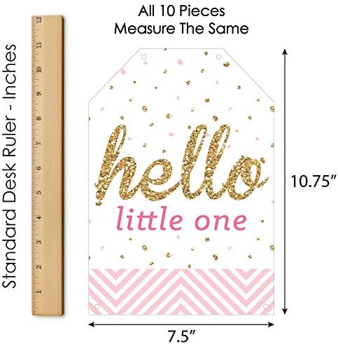 Big Dot of Happiness Hello Little One - Rosa e Ouro - Menina Baby Charf -Party Decoration Remitantes e pacote