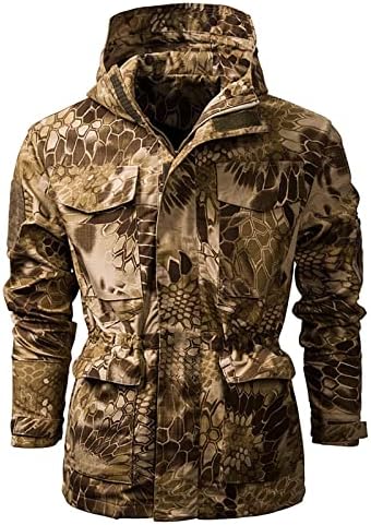 Jaqueta para homens, calças de manga longa ativa e de manga longa de inverno plus size bolso de bolso camufladas no meio -peso stand15