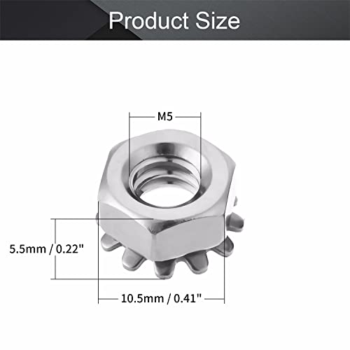 MROMAX 1/4-20 K-Lock Nuts, prata 304 porcas de trava de aço inoxidável keps para acessórios de fixação