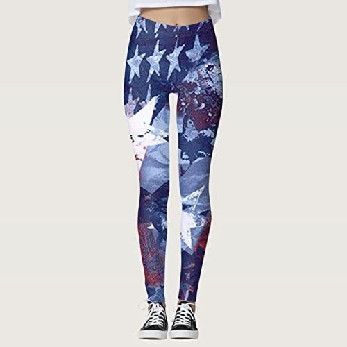 Ruiruilico 4 de julho American Flag Yoga Pants for Women Tummy Control Slim Fit Workout Attive Leggings