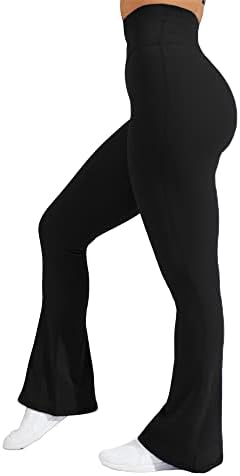 GYIEFCG Womens High Caist Flare Athletic Pants com bolsos levantando o exercício de treping bootcut leggings