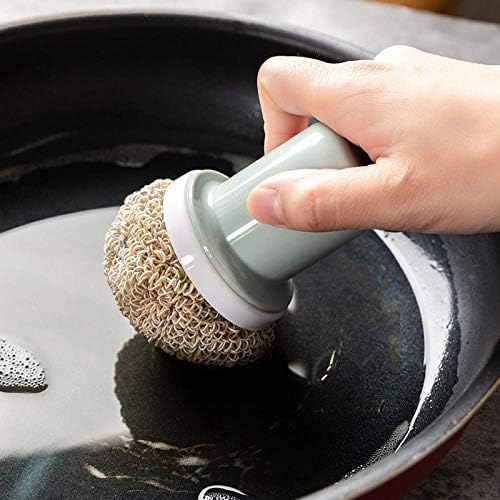 Bola de limpeza de nano de cozinha com alça não machuca a escova de limpeza de mão destacável pincel de maconha