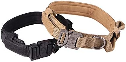 Herpet Ajustável Cola Tactical Collar Militar Nylon Fivele de metal pesado com alça de controle para treinamento de cães, 1,5