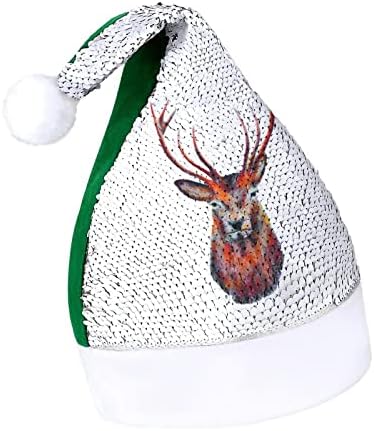 Cabeça de rena Capéu engraçado de chapéu de Natal lantejoulas Papai Noel Hats para homens Mulheres Decorações