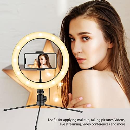 Anel de selfie brilhante Tri-Color Light Compatível com sua selfie Smart Karbonn K9 10 polegadas com remoto para