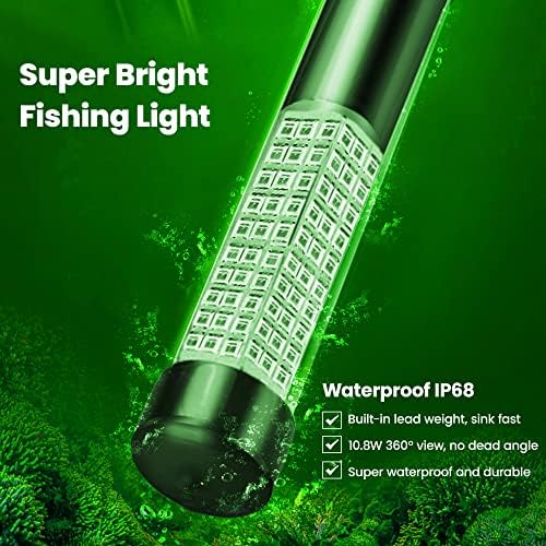 Luz de pesca noturna de LED 12V 108 LEDs 10,8W Subaquáticos Night Finder Light, 1080lm Green Submersible Fishing