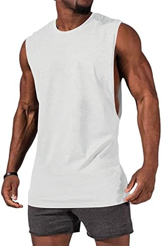 Tanques de treino masculinos de gafeng tampas musculares cortadas camisas sem mangas camisetas de algodão da academia de ginástica