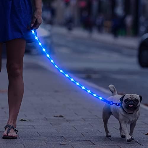 Weesiber iluminando a coleira de cães LED - 4 pés USB Recarregável Flashing Nylon Leash para cães pequenos médios