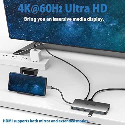 USB C HUB, 10 em 1 USB C DOCK com 4K HDMI, entrega de energia 100W, 5 USB A até 5 Gbps, Gigabit Ethernet,