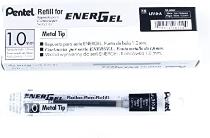 Tinta de reabastecimento pentel para caneta de gel líquido Energel BL60, 1,0 mm, ponta de metal, tinta