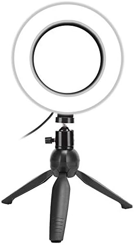 Luz do anel selfie com suporte de tripé, luz de maquiagem de mesa diminuída com 3 modos de luz