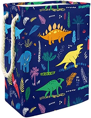 Anime fofo dinossauros coloridos padrão cesto de lavanderia cesto de lavander