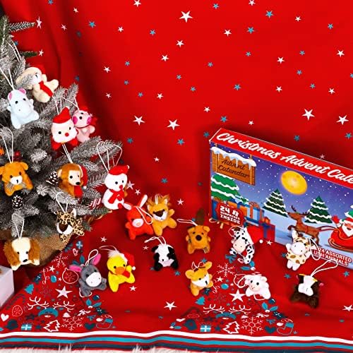 Calendário de advento de Natal 2022 com mini brinquedos de pelúcia de animais, contagem regressiva