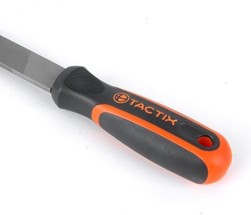 Tactix 300001 Aço de arquivo plano, 200 mm/8 polegadas, preto/laranja