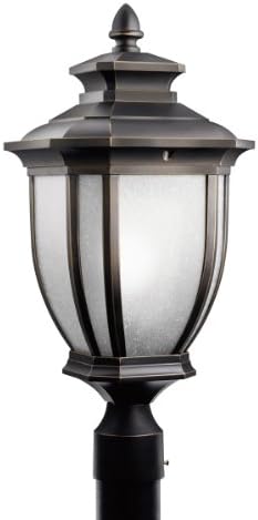 Kichler Salisbury 21,75 1 luz ao ar livre leve com vidro de linho branco em bronze esfregado