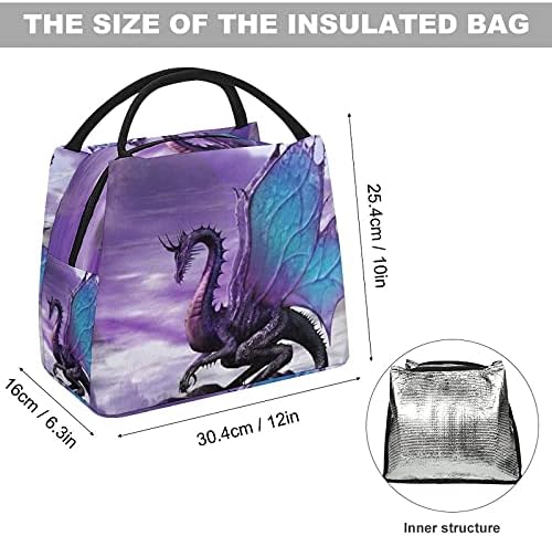 Fantasy Dragon Purple Isolle Isolle Tote Bag Box para trabalho Piquenique para piqueniques de boates de praia Pesca