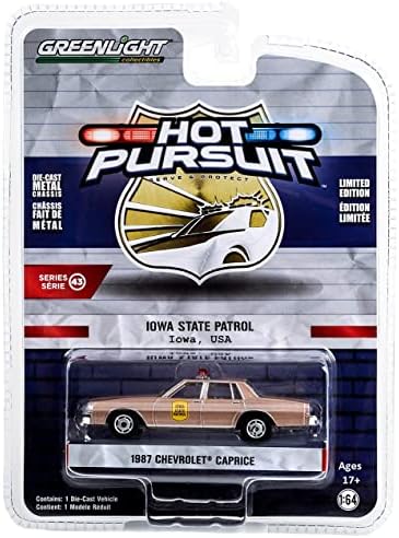 Greenlight 43010-b Hot Pursuit Series 43-1987 Chevy Caprice-Patrulha Estadual de Iowa 1/64 Diecast escala