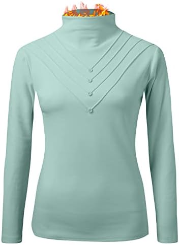 Camisas térmicas de manga comprida para mulheres de inverno quente simulado mock gurtleneck lã alinhada