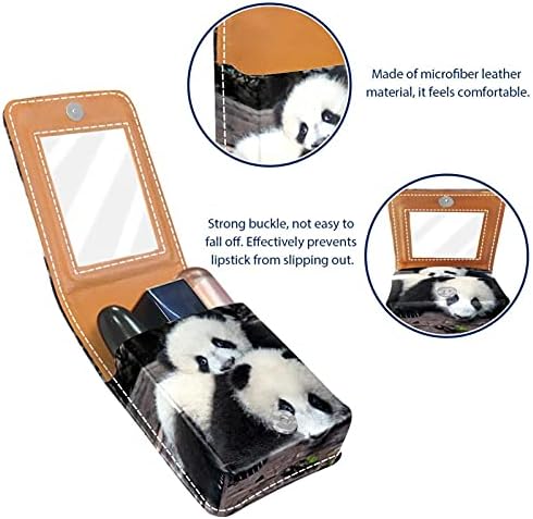 Caixa de batom com espelho panda animal lip brighsher portátil batom caixa de armazenamento de