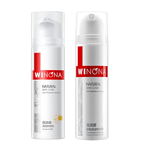 Winona Face protetora solar loção e creme hidratante de rosto, pele suave, coceira e vermelha com extrato de