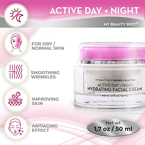 My Beauty Spot Face Hidratante para Mulheres-Creme de retinol do dia e noturno ativo para o rosto, hidratando