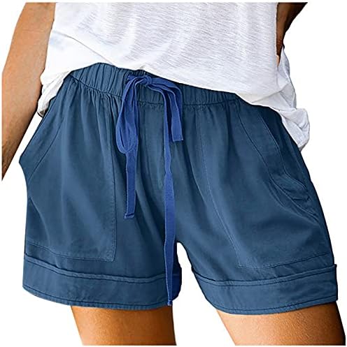 Shorts yubnlvae para mulheres soltas de altura elástica de cintura alta com bolsos de cordão de traço de traço de verão calça sólida calça moderna