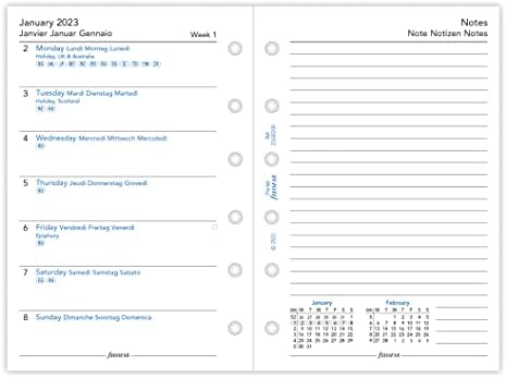 Filofax Pocket Week por página com notas 4 idioma 2023 Diário