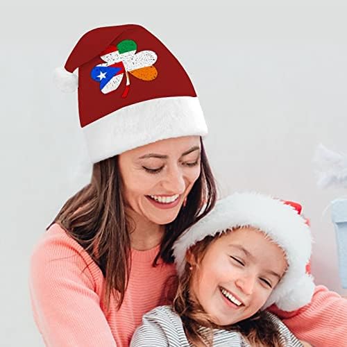 Porto Rico Irlandês Shamrock Chapéu de Natal Capéu de Papai Noel para adultos unissex Comfort