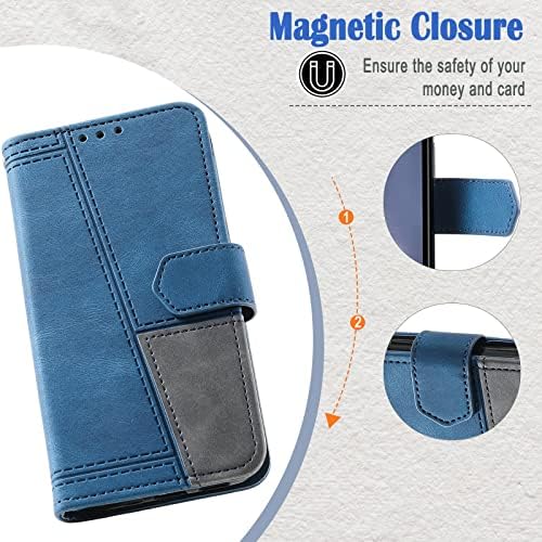 Caixa KKeiko para iPhone 13, capa de carteira para iPhone 13, capa magnética de couro PU com pára -choque interior à prova de choque TPU, azul