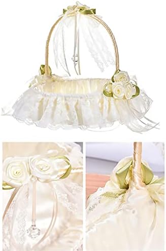Mmllzel Wedding Rose Flower Girl Basket Lace Bowknot Decoração Cerimônia de noivado Party Floral