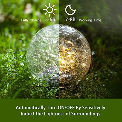 DarkDec Globe Luzes solares decorativas ao ar livre - 2 pacote de bola de vidro rachado de 4,73
