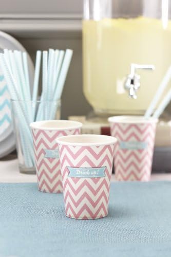 Ginger Ray Pink e Chevron White Chevron Party Cups, 8 pacote