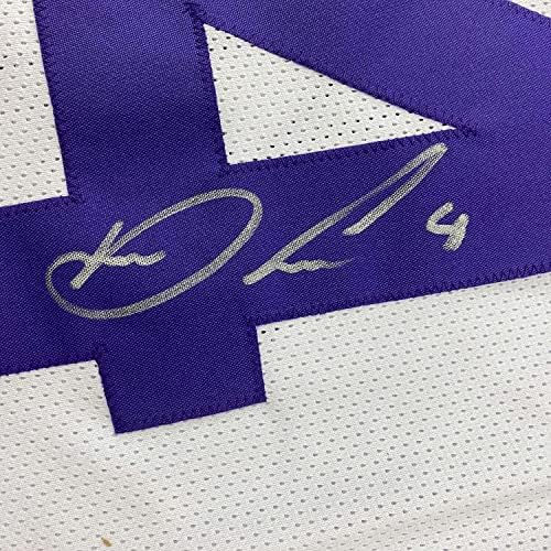 Dalvin Cook autografado/assinado emoldurado 4 33x42 Jersey de futebol branca de Minnesota Beckett Bas Coa